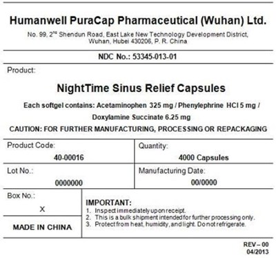 Nighttime Sinus Relief Bulk Label